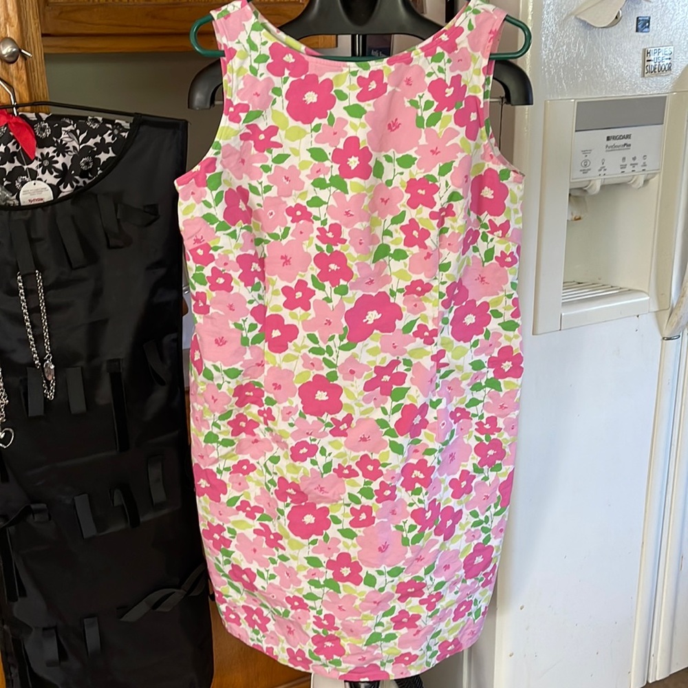 Liz Claiborne Woman Sport Flower Print Sleeveless Dress L pink green